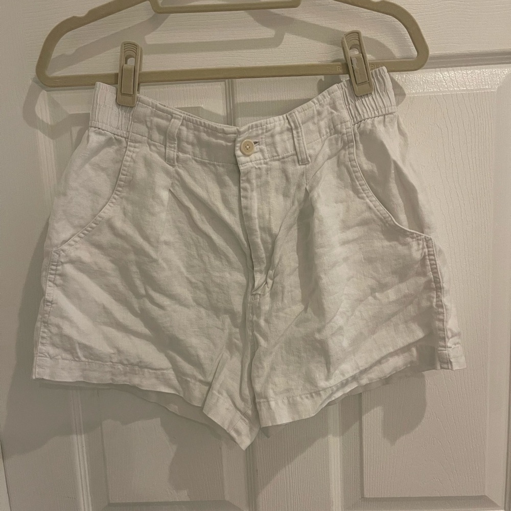 Madewell The Beale High Waist White Linen Shorts - Picture 4 of 8